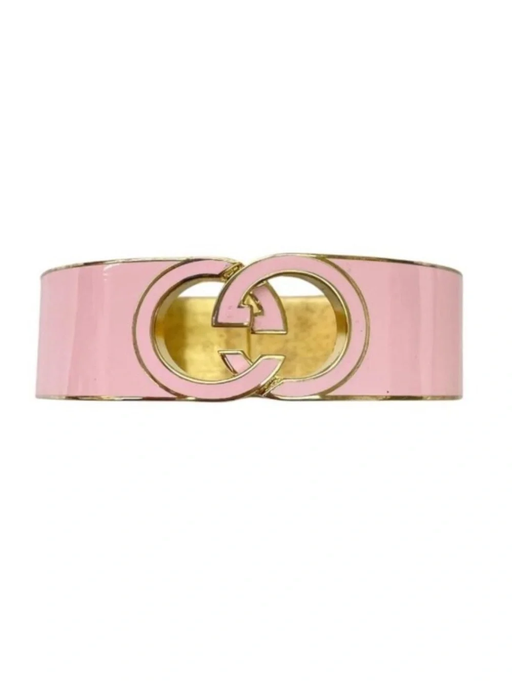 Gucci Pink Enamel GG Logo Bangle Bracelet